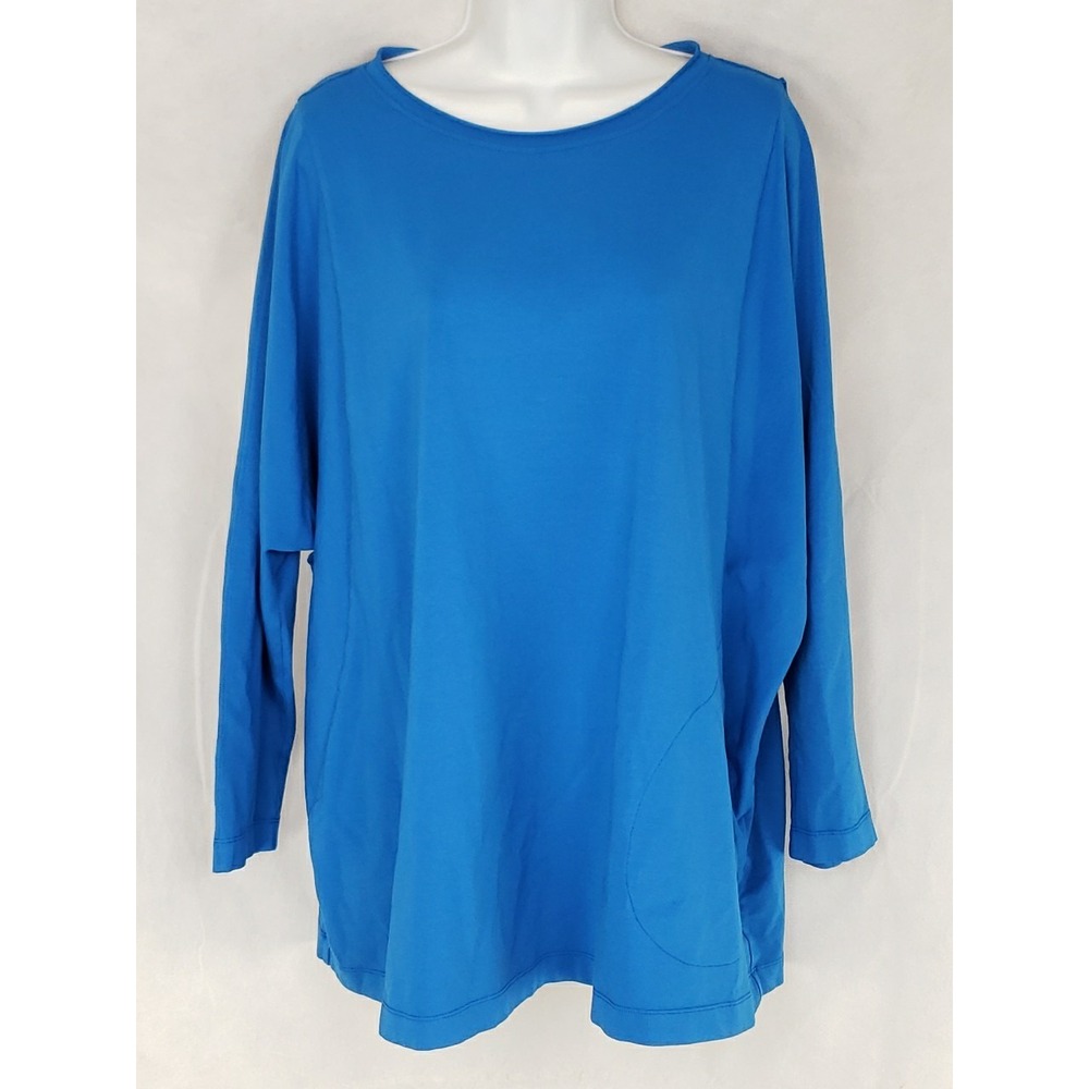 ISCHIKO/OSKA Royal Blue Stretch Top Pullover size 2 Lagenlook Cotton/Elastane
